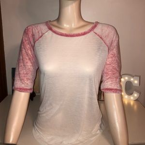 Pink and White Women’s Baseball Tee